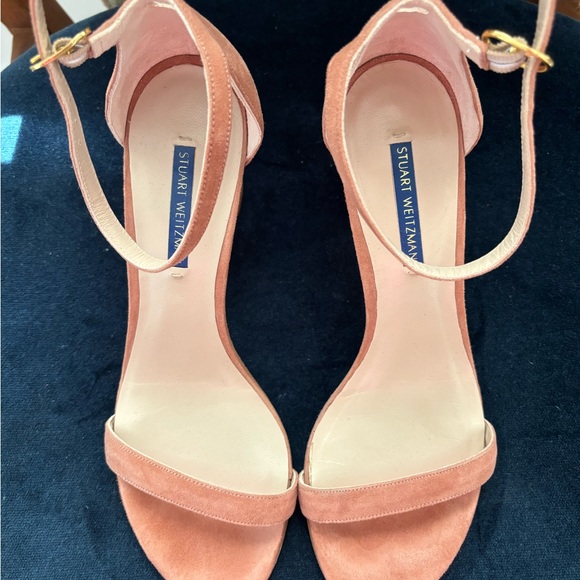 Stuart Weitzman rose pink suede strappy high heels size 9 US - Picture 6 of 6